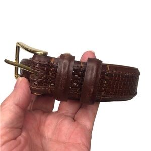 Allen Edmonds Brown Lattice Leather Men's Belt Sz 36 USA Made